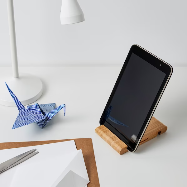 IKEA BERGENES HOLDER FOR MOBILE PHONE/TABLET, BAMBOO