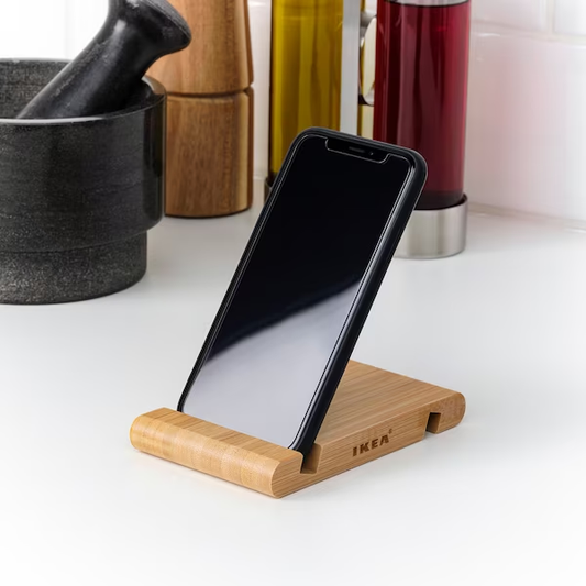 IKEA BERGENES HOLDER FOR MOBILE PHONE/TABLET, BAMBOO