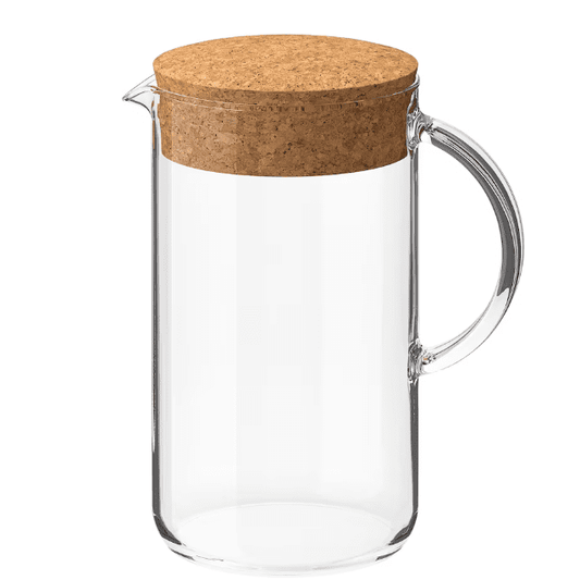 Jug with lid, clear glass/cork, 1.5 Liter